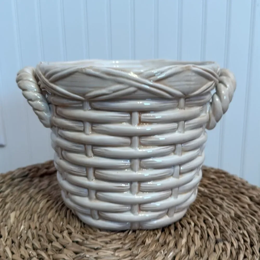 Country Gourmet by FITZ & FLOYD Woven Ceramic Basket Planter